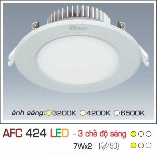 Đèn âm trần downlight Anfaco 3 chế độ AFC 424 7Wx2 3C
