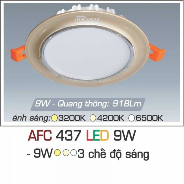 Đèn âm trần downlight Anfaco 3 chế độ AFC 437 9W 3C