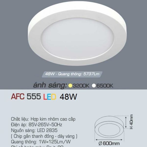 Đèn ốp trần cao cấp Anfaco AFC 555 48W