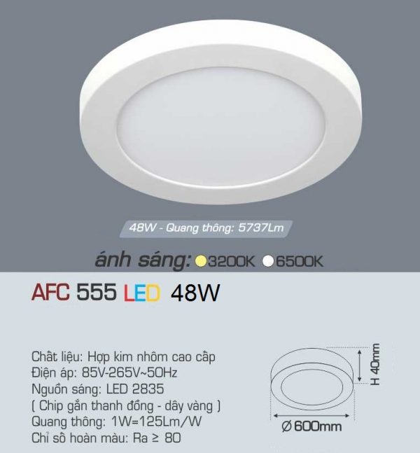 Đèn ốp trần cao cấp Anfaco AFC 555 48W