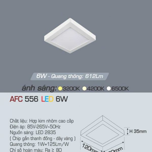 Đèn ốp trần cao cấp Anfaco AFC 556 6W 1C