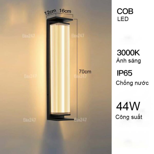 Đèn tường Led hình trụ màu đen H700mm VNT2663T700