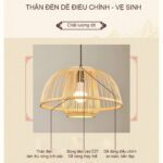 Đèn mây tre hình nấm, D400, H250, #nam - Đèn mây tre hình nấm