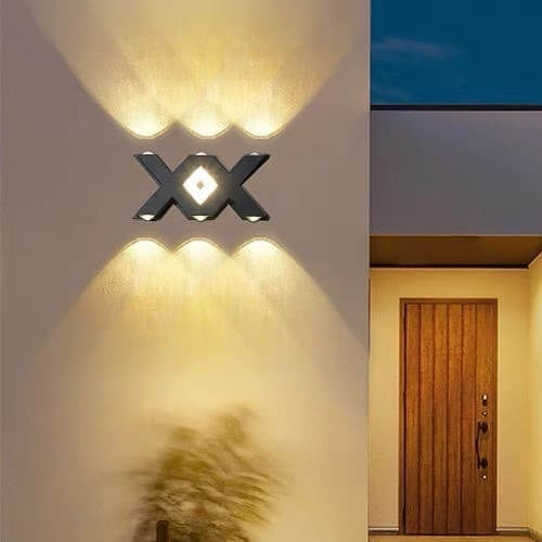 Đèn led gắn tường sân vườn chữ X màu xám AK83