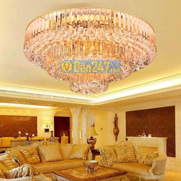 Đèn ốp trần pha lê tròn  NC1035B gắn phòng khách, Ø 800xH300, E14 x 13 lamp, 228 Crystals, #