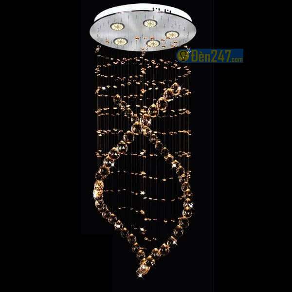 Đèn thả pha lê NC45006 Ø 450 x H1100 , LED 3W*5 lamp, 3 chế độ, 52 Crystals, #