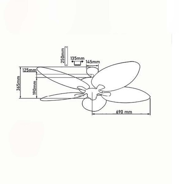 Quạt trần lá cọ nhựa ABS 5 cánh QT5228