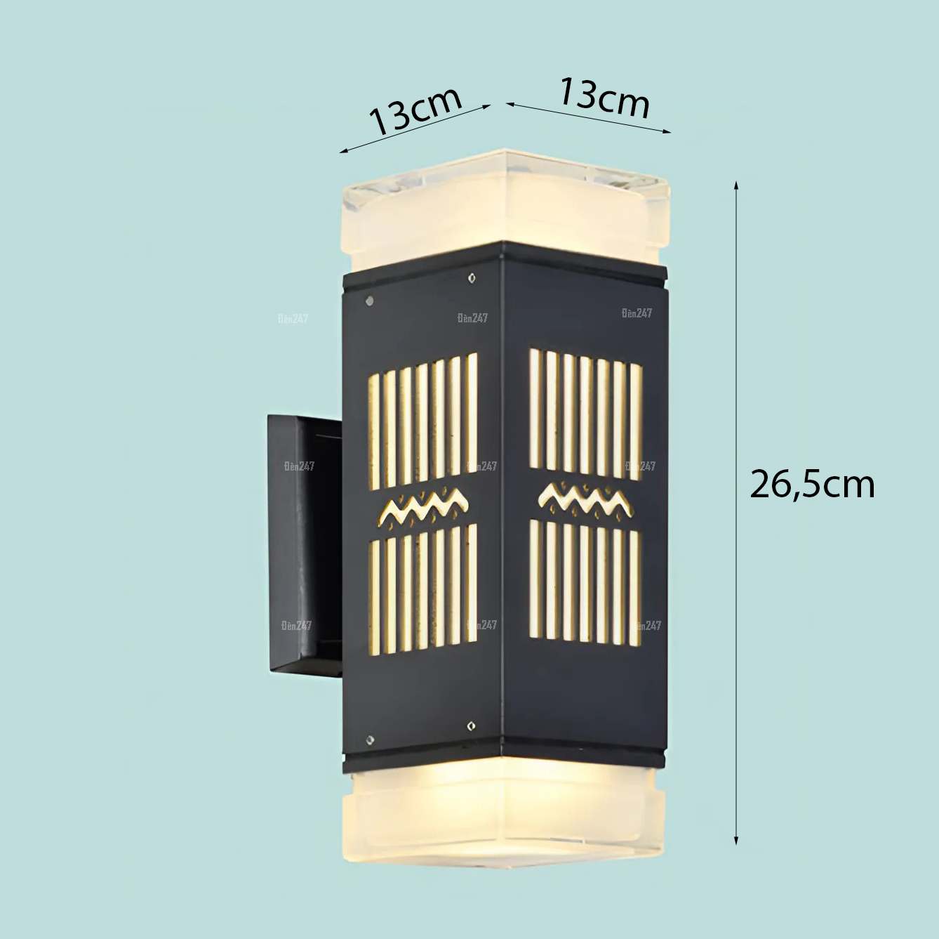 Đèn tường 2 đầu vuông họa tiết khắc CNC NT-8044