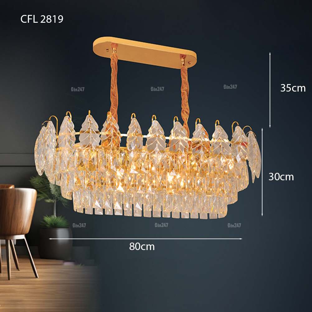 Đèn thả pha lê hình lá cây CFL2819